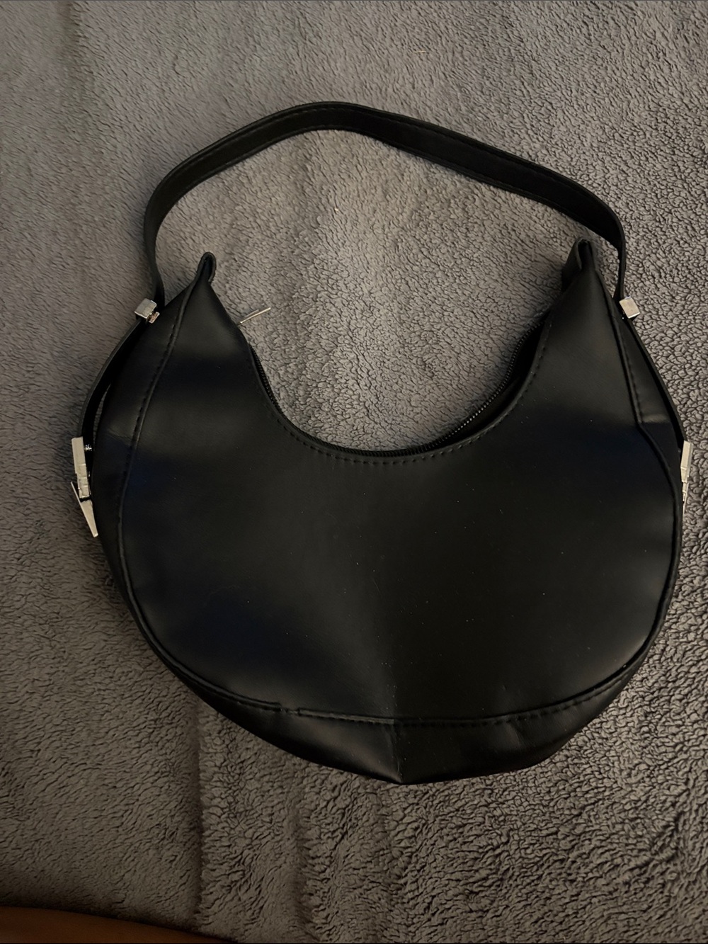 Black Crescent Shoulder Bag - Classic Women's Handbag